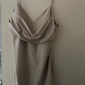 Elegant Beige Spaghetti Strap Dress